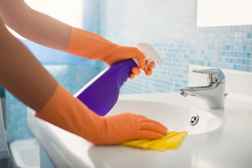 Office cleaners maintaining a commercial workspace in Docklands
