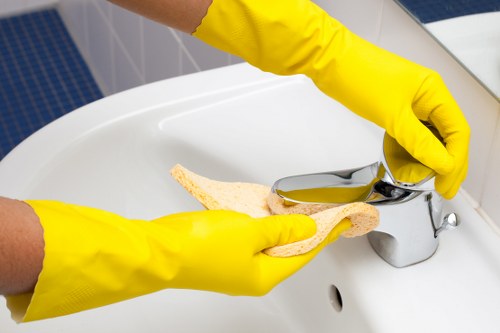 Professional carpet cleaning equipment in a modern apartment